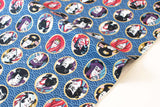 Japanese Fabric Kabuki - blue, metallic gold - 50cm