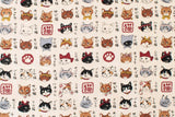 Japanese Fabric Japanese Cats - A - 50cm