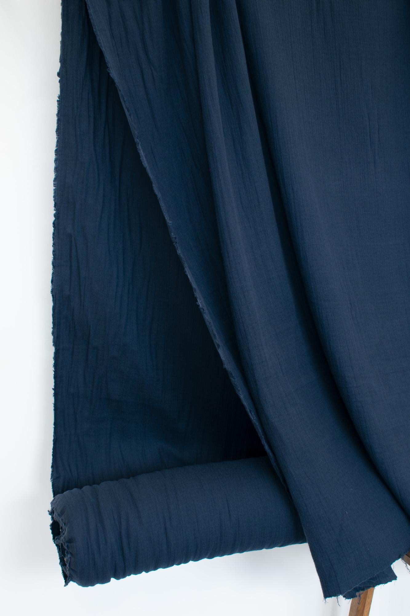 DEADSTOCK Japanese Fabric Shokunin Collection Azumadaki double gauze - navy blue - 50cm