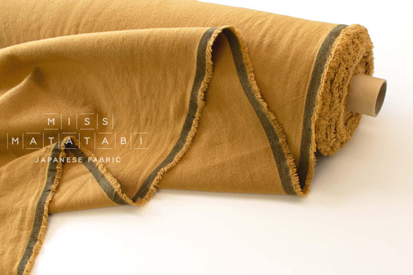 DEADSTOCK Japanese Fabric Shokunin Collection Azumadaki 47 Linen Wool Blend - mustard - 50cm