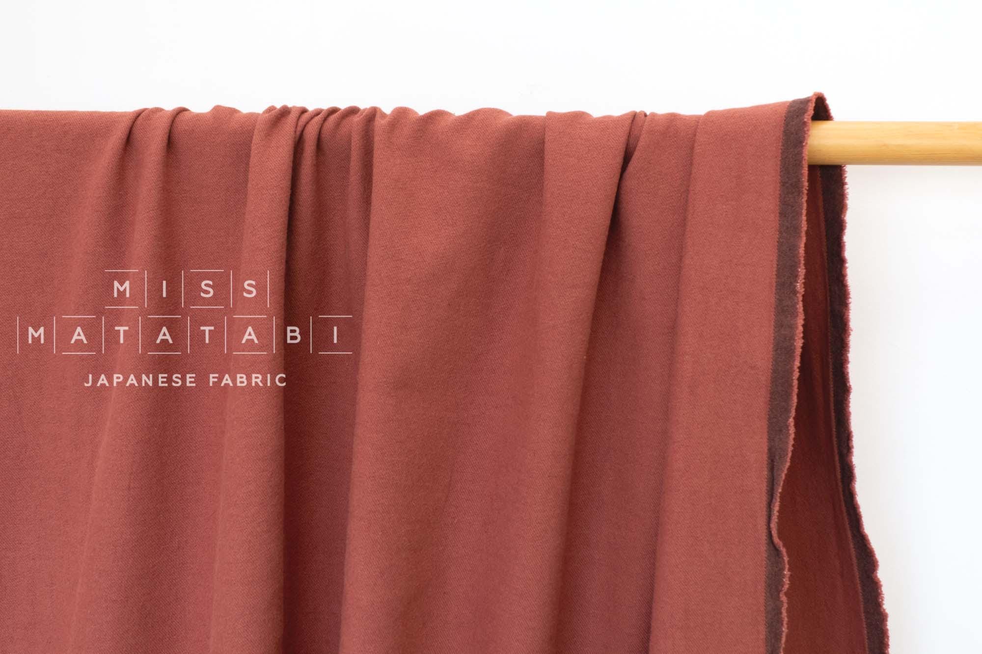 DEADSTOCK Japanese Fabric Shokunin Collection Azumadaki 47 Linen Wool Blend - orange red - 50cm
