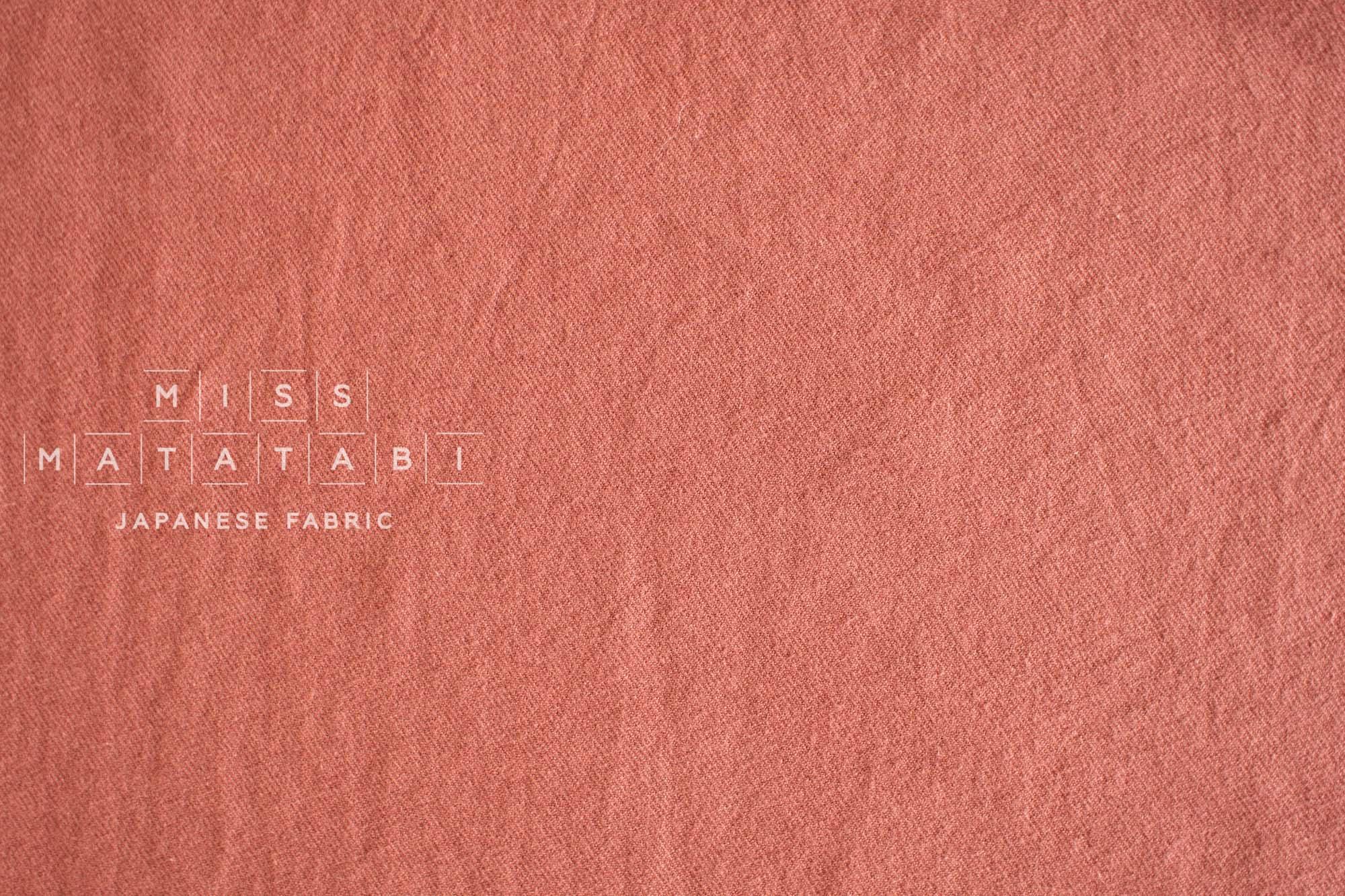 DEADSTOCK Japanese Fabric Shokunin Collection Azumadaki 47 Linen Wool Blend - orange red - 50cm