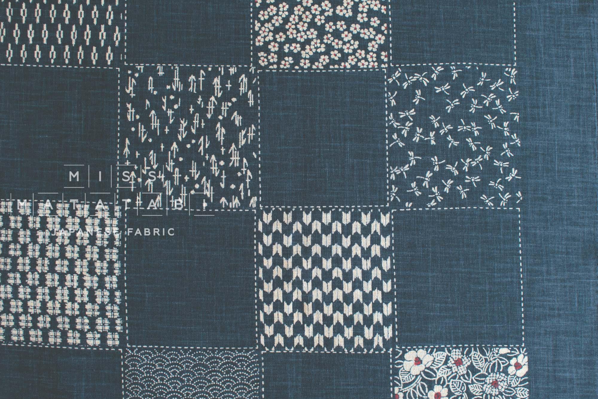 Shokunin Collection Hand-printed Japanese Fabric Komon Mix 2 - 58A - 50cm