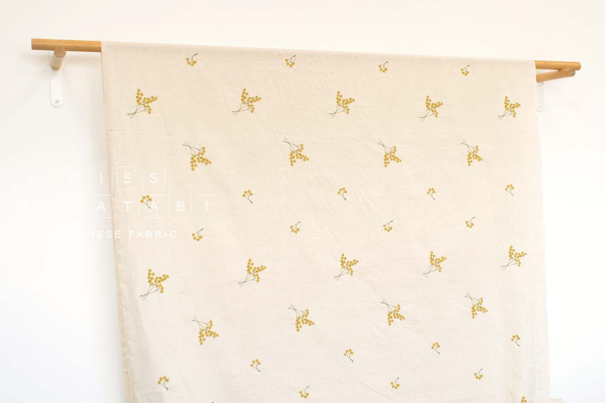Japanese Fabric Embroidered Linen Blend - C1 - 50cm