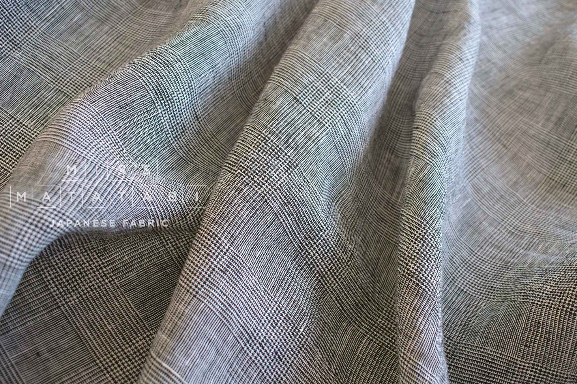 DEADSTOCK Japanese Fabric Shokunin Collection Yarn-dyed Orihimedaki Glen Check - black - 50cm