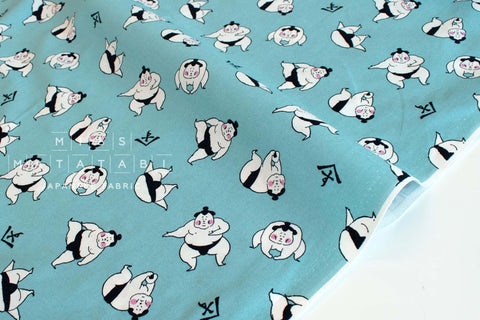 Japanese Fabric Sumo Wrestlers - light blue - 50cm