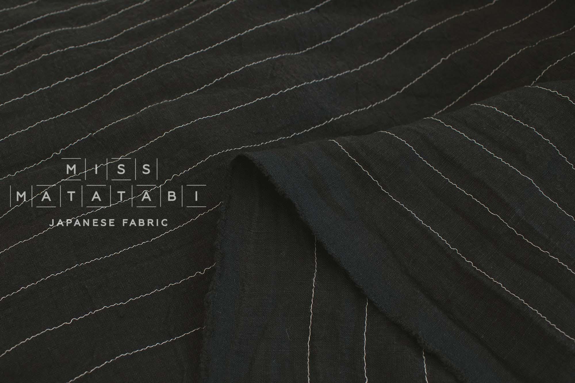 DEADSTOCK Japanese Fabric Shokunin Collection Kotohiradaki Linen - 10 black - 50cm