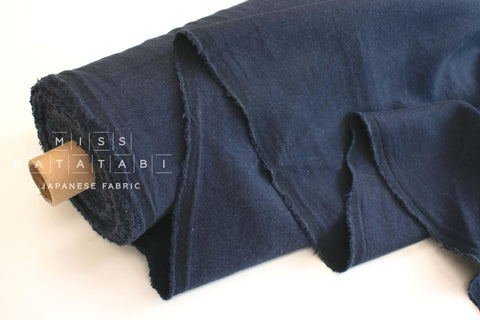 DEADSTOCK Japanese Fabric Shokunin Collection Azumadaki 47 Linen Wool Blend - ink blue - 50cm