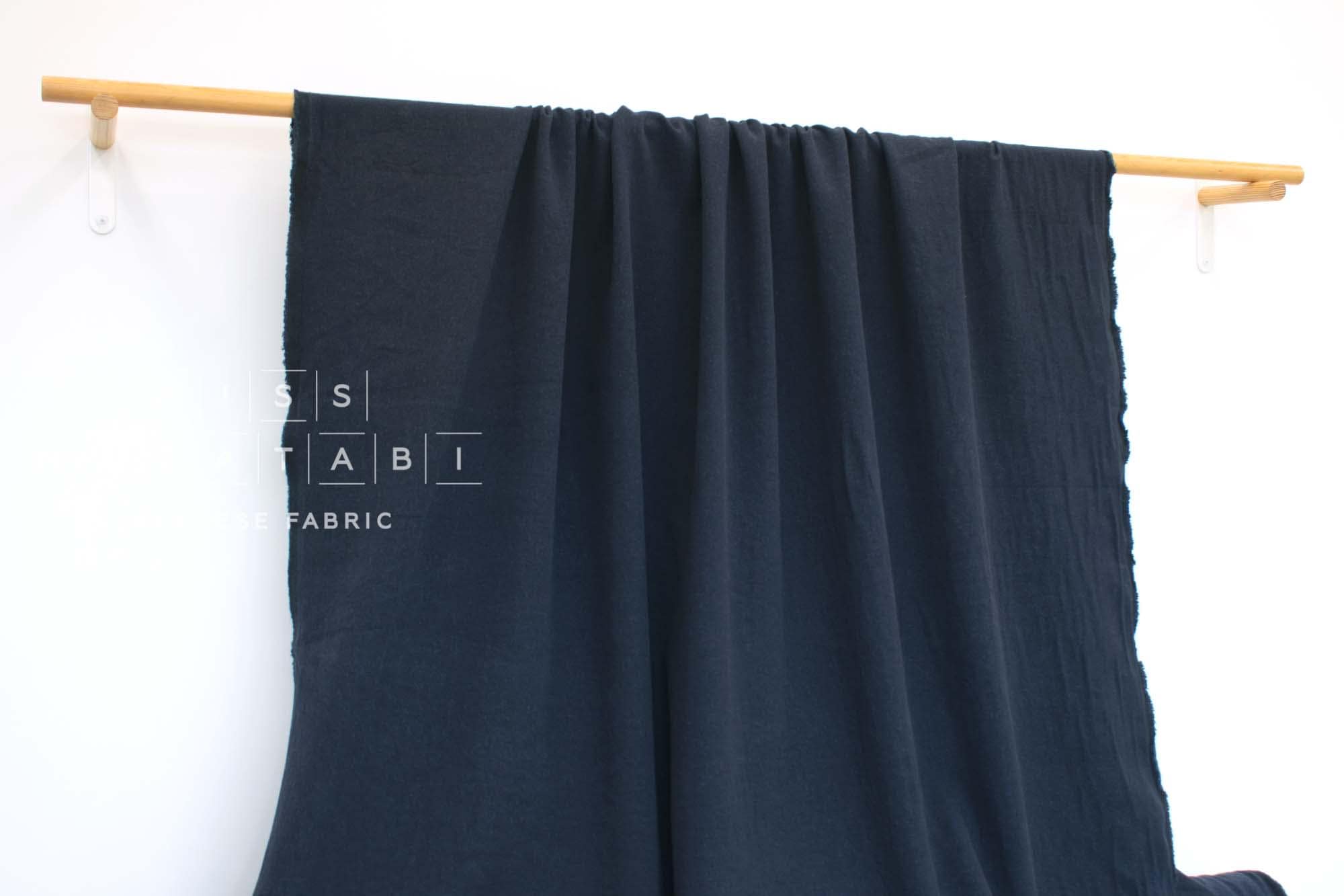 DEADSTOCK Japanese Fabric Shokunin Collection Azumadaki 47 Linen Wool Blend - ink blue - 50cm