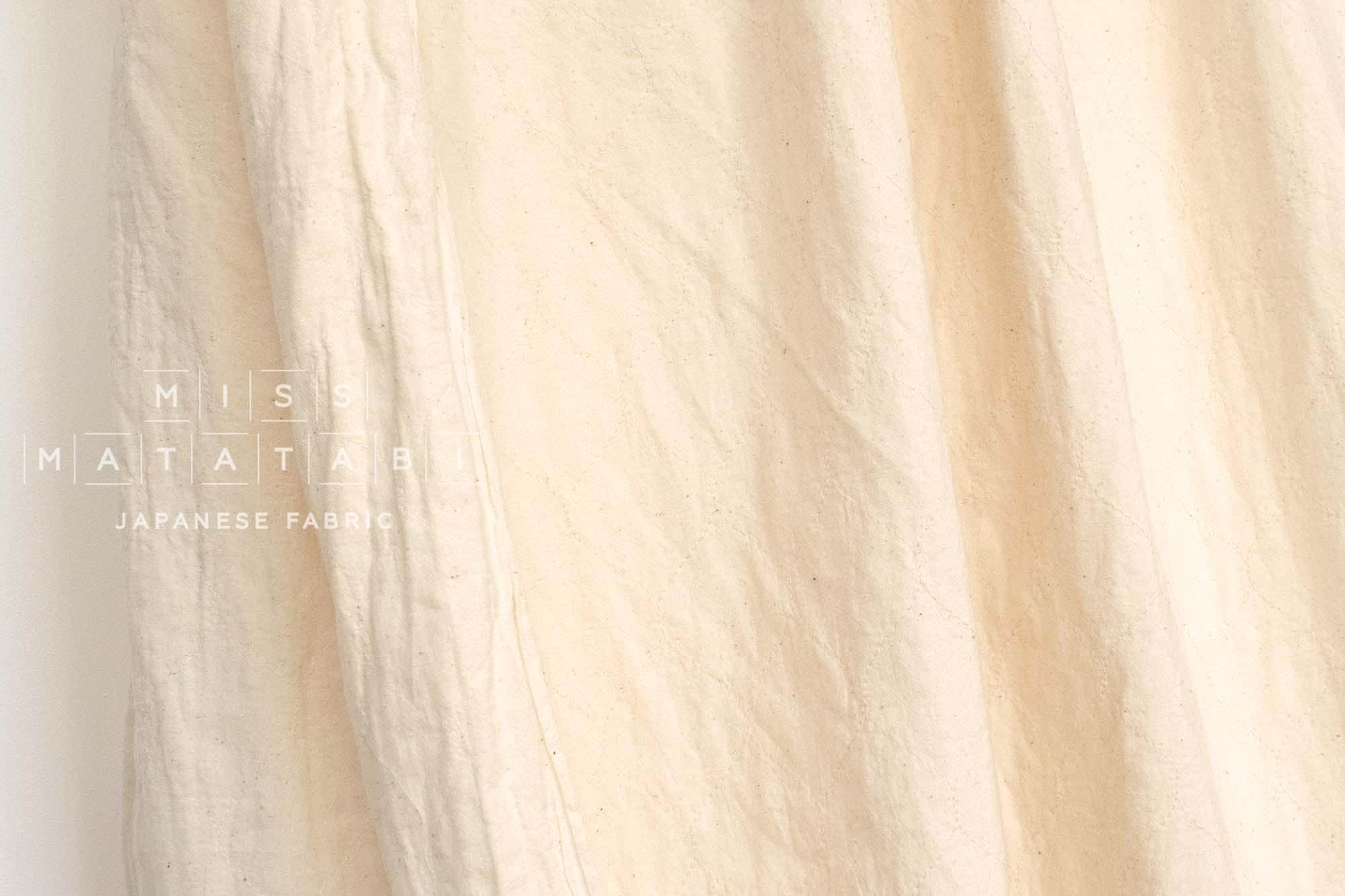 DEADSTOCK Japanese Fabric Shokunin Collection Azumadaki 143 with Quilt Stitching - cream - 50cm