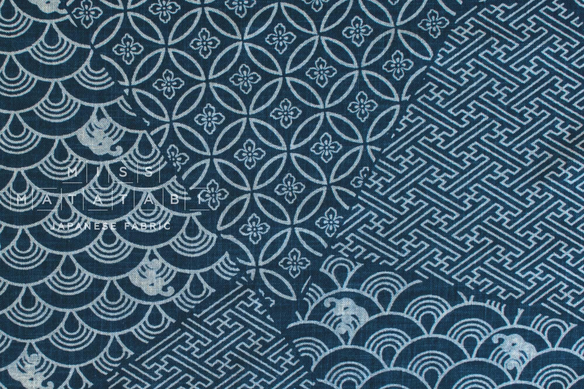 Shokunin Collection Hand-printed Japanese Fabric Komon Mix 3 - 9A - 50cm
