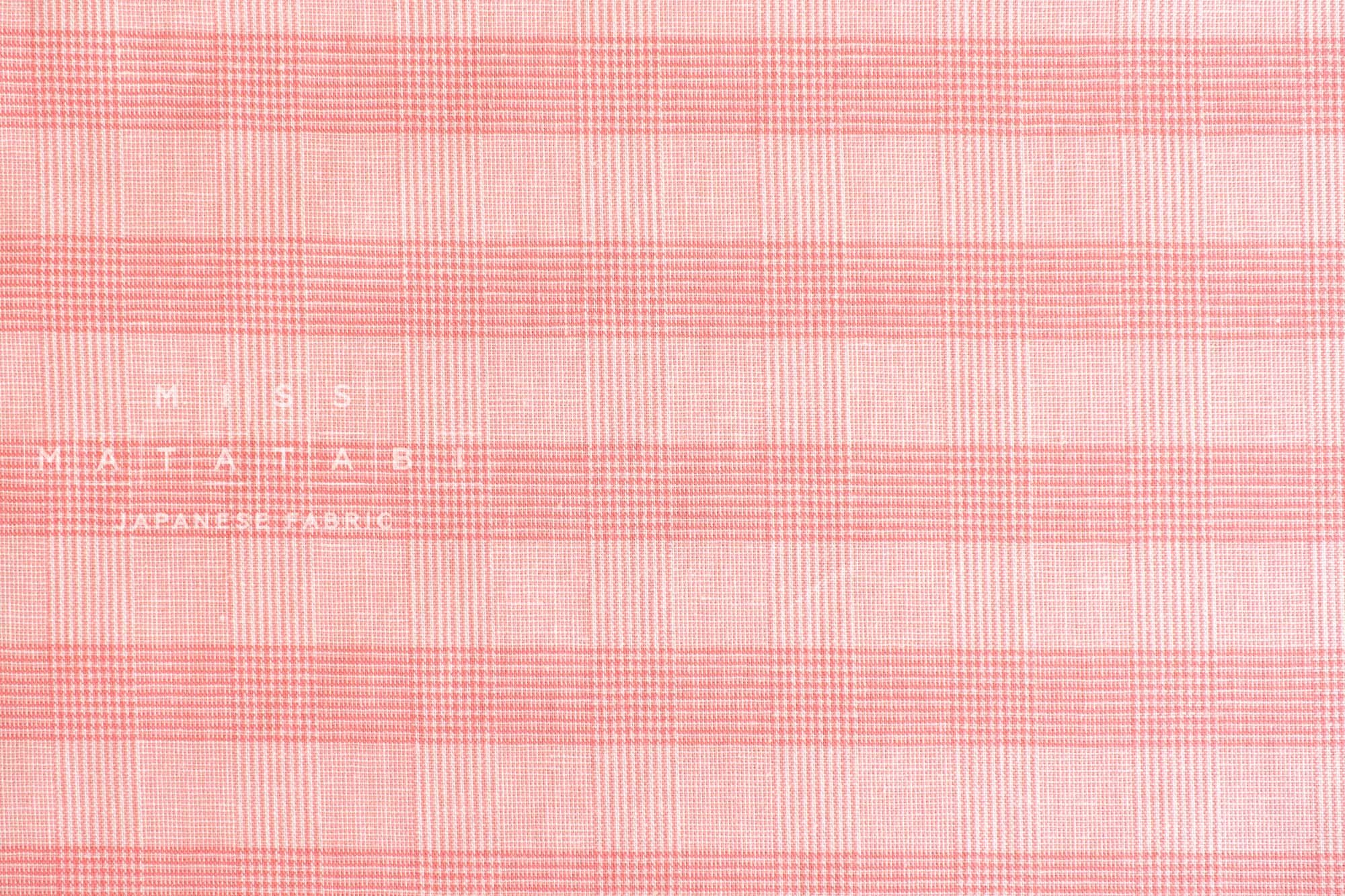 DEADSTOCK Japanese Fabric Yarn Dyed Tiny Houndstooth Plaid - coral pink - 50cm