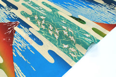 Japanese Fabric Ukiyo-e Mount Fuji - A metallic gold - 50cm
