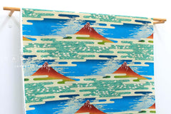 Japanese Fabric Ukiyo-e Mount Fuji - A metallic gold - 50cm