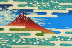 Japanese Fabric Ukiyo-e Mount Fuji - A metallic gold - 50cm