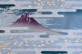 Japanese Fabric Ukiyo-e Mount Fuji - C metallic gold - 50cm