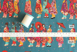 Japanese Fabric Little Maiko Border - teal - 60cm