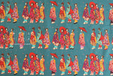 Japanese Fabric Little Maiko Border - teal - 60cm