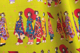 Japanese Fabric Little Maiko Border - lime - 60cm