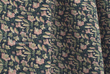 DEADSTOCK Japanese Fabric Ripple Corduroy Green Floral - 50cm