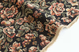 DEADSTOCK Japanese Fabric Herringbone Antique Floral - black - 50cm