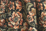 DEADSTOCK Japanese Fabric Herringbone Antique Floral - black - 50cm