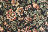 DEADSTOCK Japanese Fabric Herringbone Antique Floral - black - 50cm