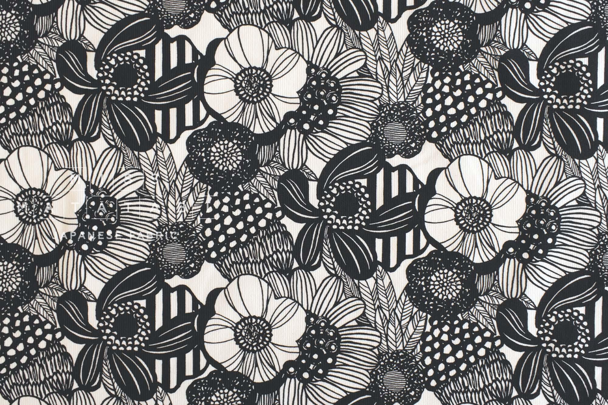 Japanese Fabric Corduroy Little Wild Floral - A - 50cm