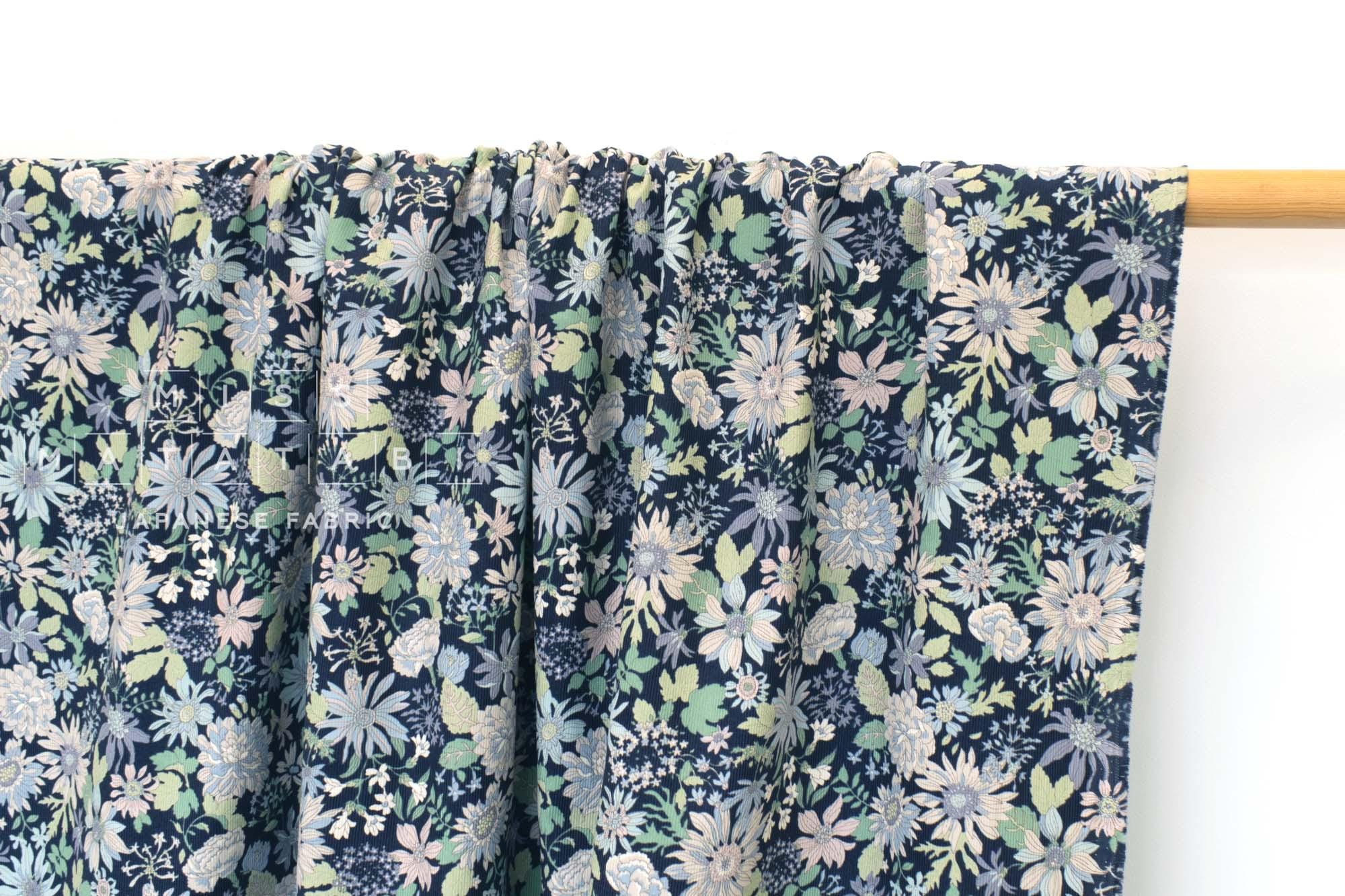 Japanese Fabric Corduroy Little Garden - D - 50cm