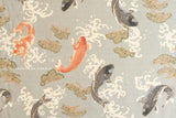 DEADSTOCK Japanese Fabric Nishiki Koi - taupe grey - 50cm