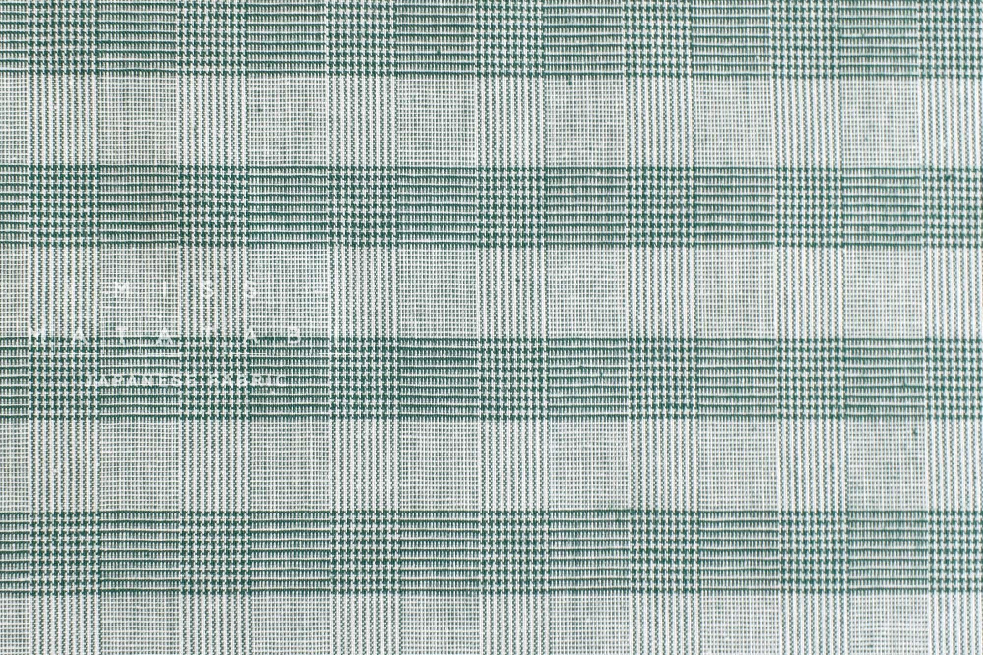 DEADSTOCK Japanese Fabric Yarn Dyed Tiny Houndstooth Plaid - green - 50cm