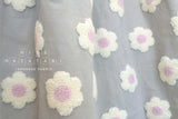 Japanese Fabric Punch Needling Style Floral Embroidery - grey - 50cm