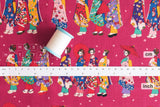 Japanese Fabric Little Maiko Border - magenta - 60cm