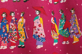 Japanese Fabric Little Maiko Border - magenta - 60cm