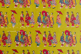 Japanese Fabric Little Maiko Border - lime - 60cm