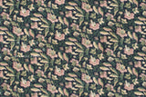 DEADSTOCK Japanese Fabric Ripple Corduroy Green Floral - 50cm