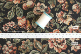 DEADSTOCK Japanese Fabric Herringbone Antique Floral - black - 50cm