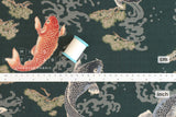 DEADSTOCK Japanese Fabric Nishiki Koi - green - 50cm