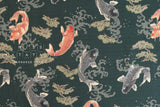 DEADSTOCK Japanese Fabric Nishiki Koi - green - 50cm