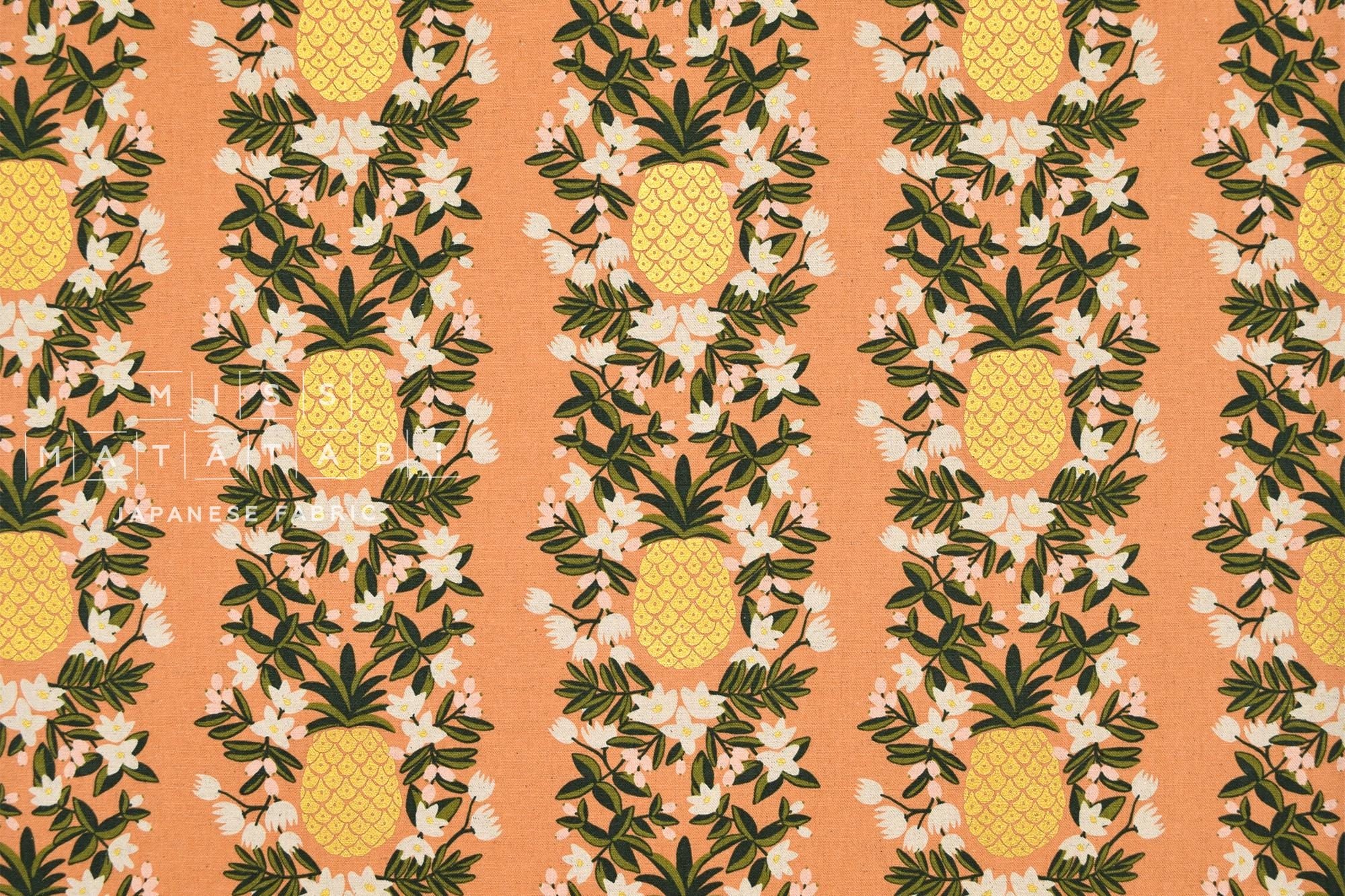 Cotton + Steel Primavera Canvas - Pineapple Stripe peach - 50cm
