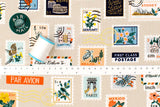 Cotton + Steel Bon Voyage Canvas - Postage Stamps natural - 50cm