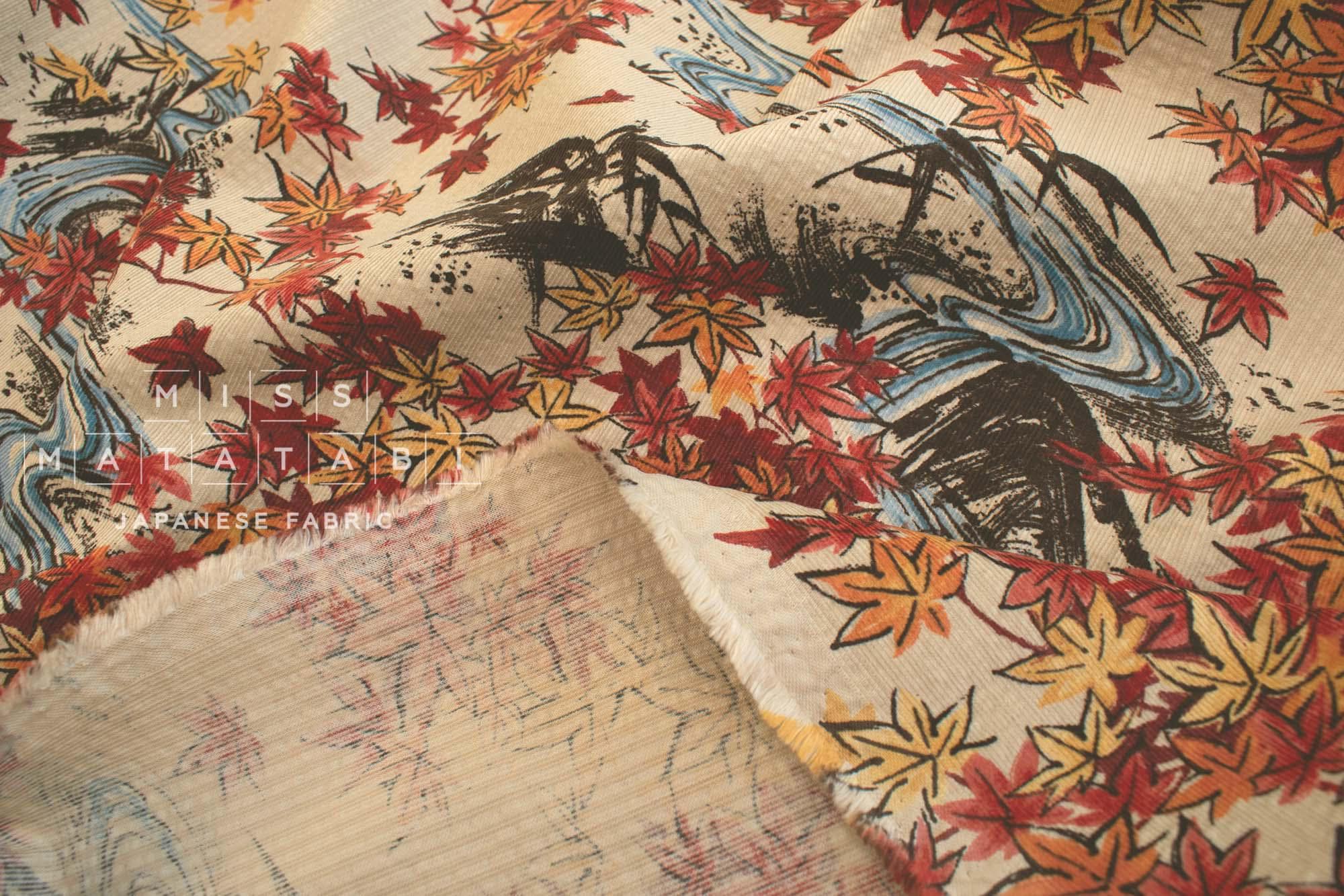 Japanese Fabric Ripple Corduroy Momiji - A - 50cm