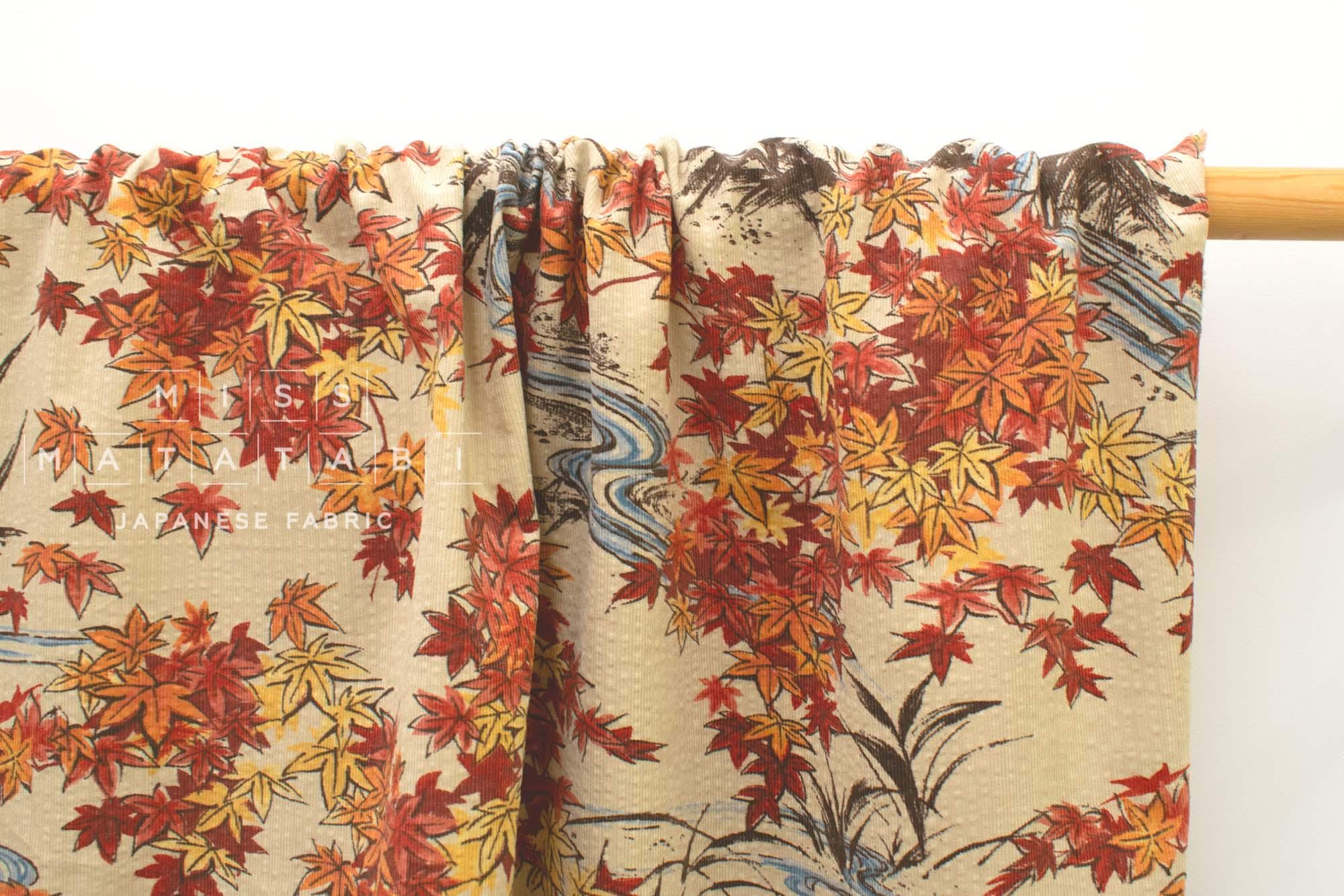 Japanese Fabric Ripple Corduroy Momiji - A - 50cm