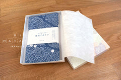 Shokunin Collection Hand-printed Chusen Japanese Tenugui Fabric - Yukimochi 8 - blue - panel