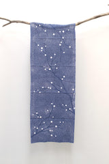 Shokunin Collection Hand-printed Chusen Japanese Tenugui Fabric - Yukimochi 8 - blue - panel