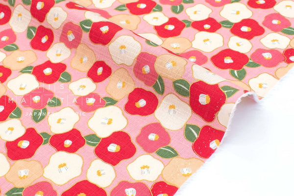 DEADSTOCK Japanese Fabric Tsubaki - pink - 50cm