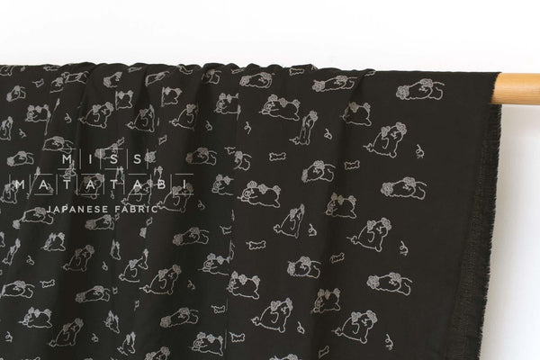 DEADSTOCK Japanese Fabric Embroidered Fluffy Puppies - black - 50cm