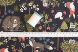 DEADSTOCK Japanese Fabric Woodland Creatures I - dark navy blue - 50cm