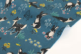 DEADSTOCK Japanese Fabric Woodland Creatures II - teal blue - 50cm