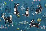 DEADSTOCK Japanese Fabric Woodland Creatures II - teal blue - 50cm